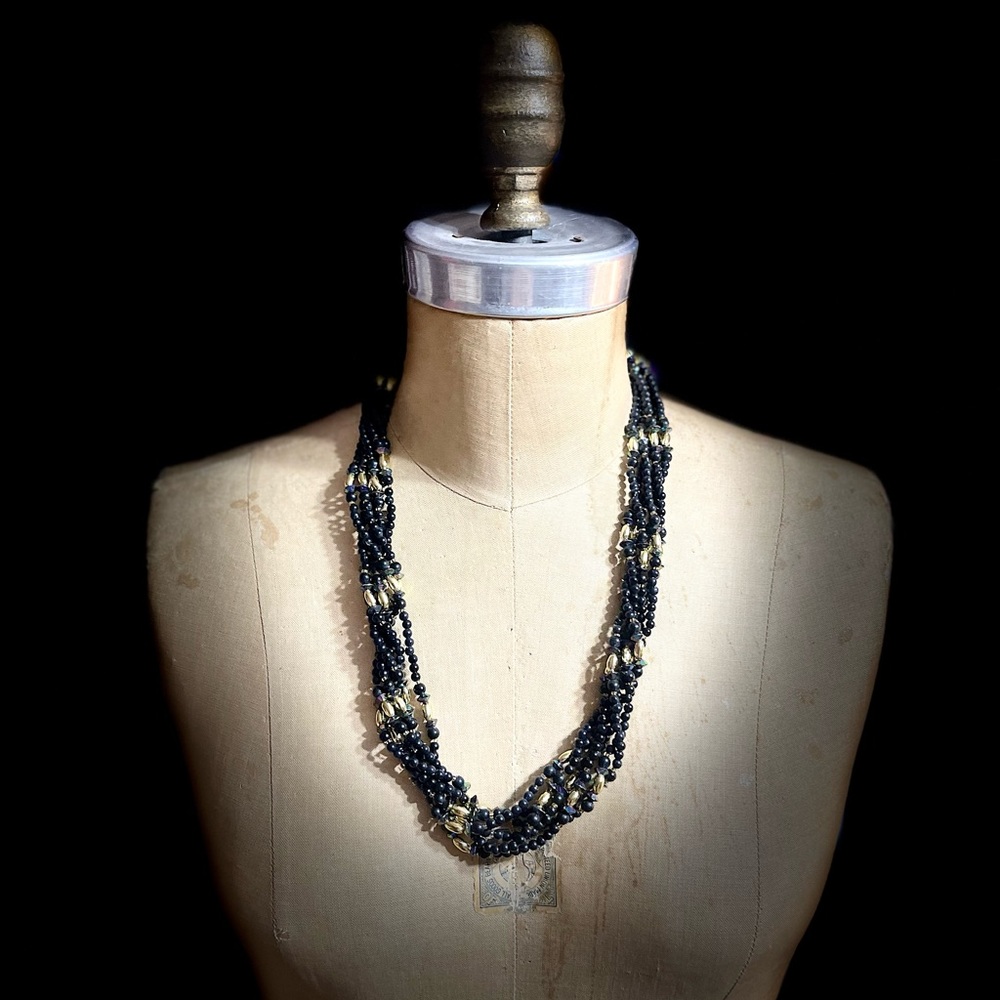 Black and gold beaded necklace